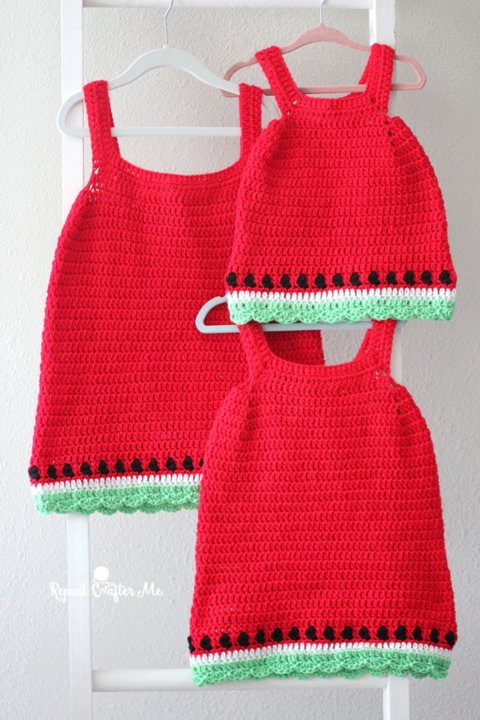 watermelon crochet dress pattern Child's Watermelon Dress Pattern Needles 'n Pins Yarn Shoppe