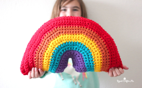 Knit pillow Crochet pillow Rainbow pillow Nursery decor