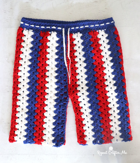 red crochet shorts