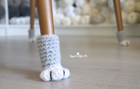 Crochet Cat Paw Chair Socks - Repeat Crafter Me
