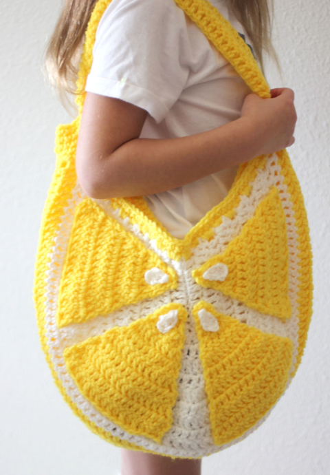 Lemon Crochet Satchel Bag