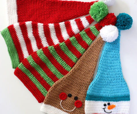 PengMin Beautiful Fox Pattern Luminous Pattern Christmas Hats Adult and Kid Santa Hat 