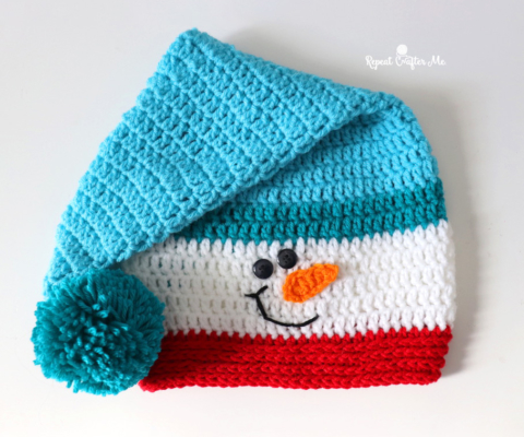 Crochet Snowman Santa Style Hat 