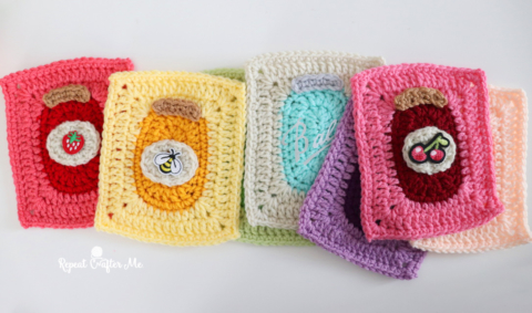 Canning Jar Crochet Squares - Repeat Crafter Me