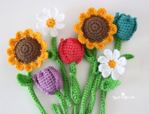 Crochet Tulip, Crochet Flower Bouquet