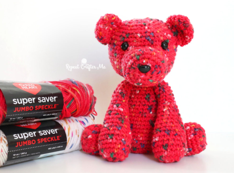 Red Heart Super Saver Jumbo Speckle Crochet Bears - Repeat Crafter Me