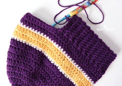 Crochet Striped Sports Team Beanie - Repeat Crafter Me