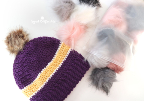 Crochet Striped Sports Team Beanie - Repeat Crafter Me