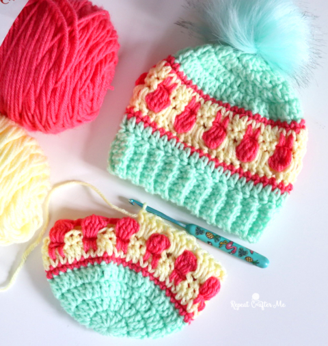 Bunnies in a Row Crochet Hat - Repeat Crafter Me display picture 3