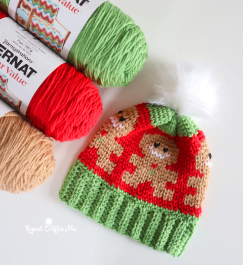 Hand knit gingerbread beanie Crochet Knit-Look Gingerbread Beanie - Repeat Crafter Me main image 3